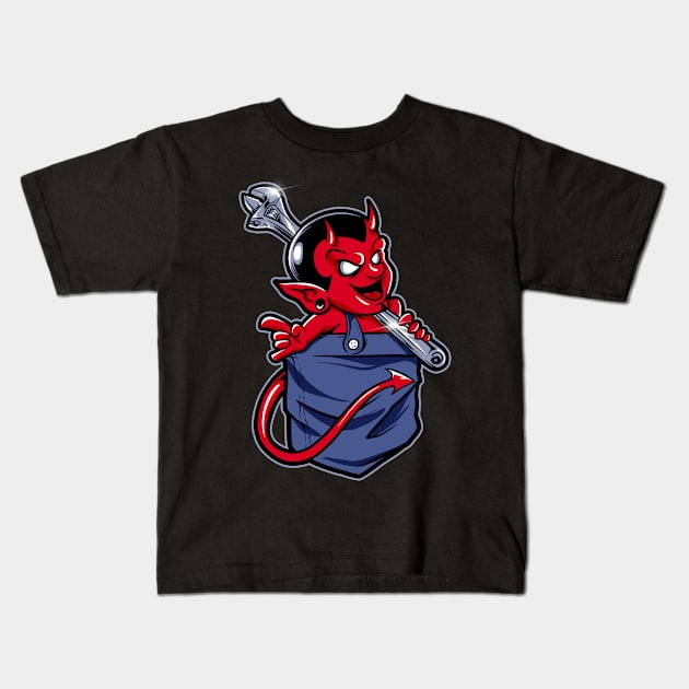 devil on pocket Kids T-Shirt by spoilerinc